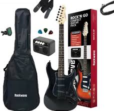 Kit Guitarra Rockwave Stratocaster RGK50 Preto Capa, Cabo, Amplificador e Correia
