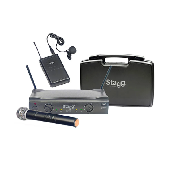 Microfone Sem Fio Stagg SUW 50ML NCE Duplo Mao Lapela