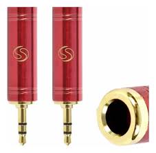 Plug Adaptador Ent 1 P10 Stereo Sai 1 P2  Stereo Metal SoundVoice AD02-10 Vermelho 2859