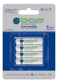 Pilha Bap AAA Alcalina 1,5V SA066 Cartela Com 4
