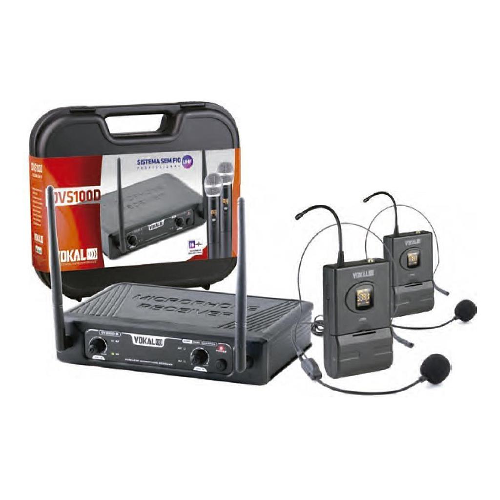 Microfone Sem Fio Vokal DVS100DH Duplo Headset