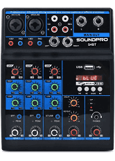 Mesa de Som SoundPro S4BT 4 Canais Phantom Power USB Bluetooth Efeitos