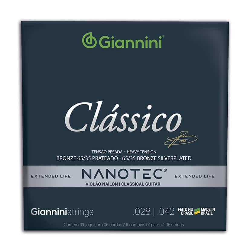 Encordoamento Violao Nylon Giannini Classico Nanotec GENWPA Tensao Pesada Bronze