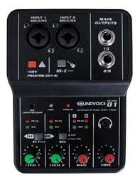 Mesa de Som SoundVoice Delphi-01 2 Canais Interface Multitrack Phantom Power